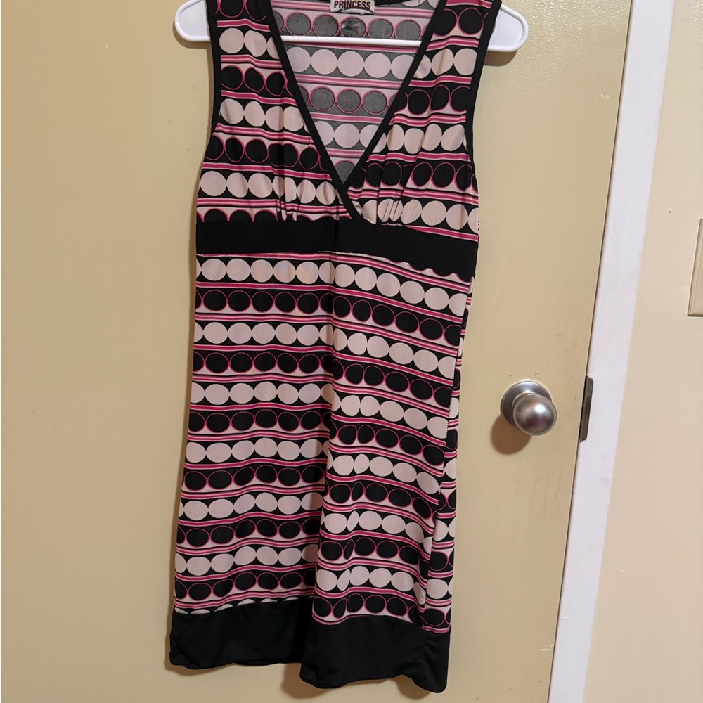 Prince Pink and Black Geometric Midi Dress
